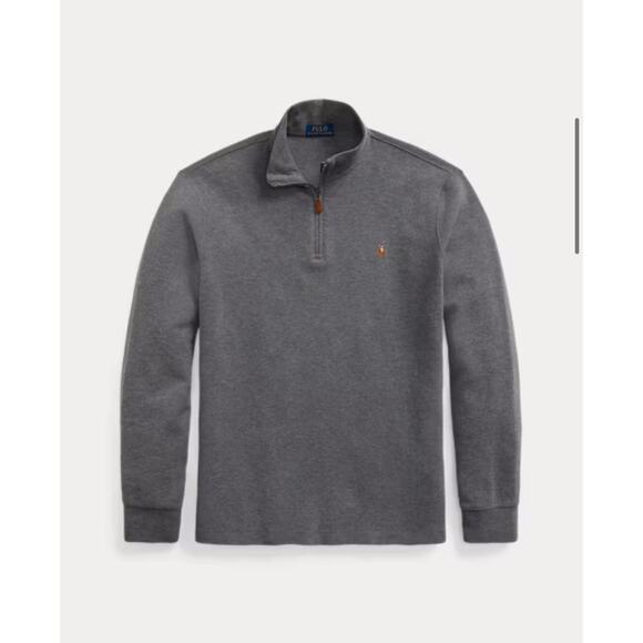 Polo Ralph Lauren Men's Estate Rib Quarter-Zip Pullover Sweater Gray Size Medium - Picture 1 of 12